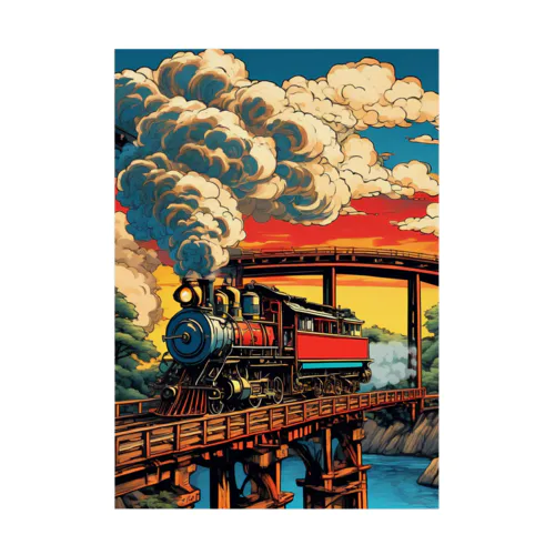 日本の風景:SL 蒸気機関車、Japanese senery:SL Steam locomotive Stickable Poster