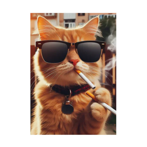 タバコを吸うグラサン猫 Stickable Poster