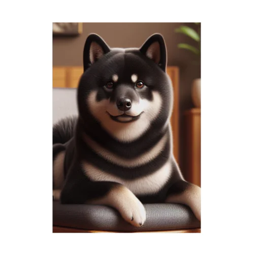 椅子の背もたれから黒柴 Stickable Poster