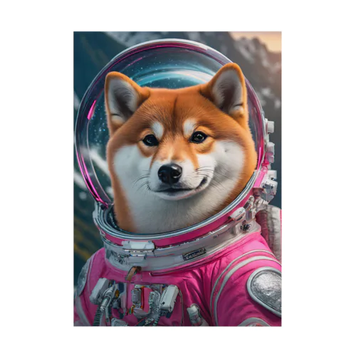 宇宙服を着た柴犬 吸着ポスター