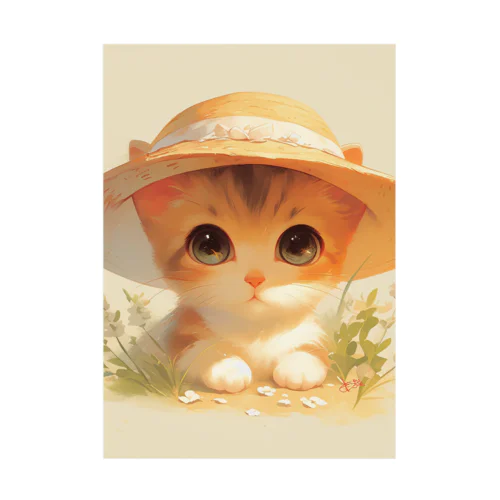 帽子をかぶった可愛い子猫 Marsa 106 Stickable Poster