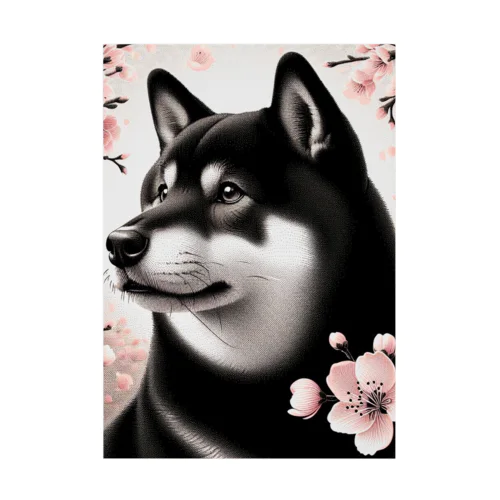 春ドット黒柴犬 Stickable Poster