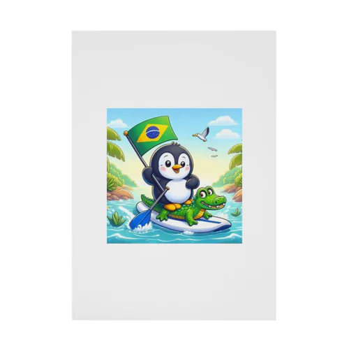 旅ペンギン　ブラジル　アマゾンでSUP！！ Stickable Poster