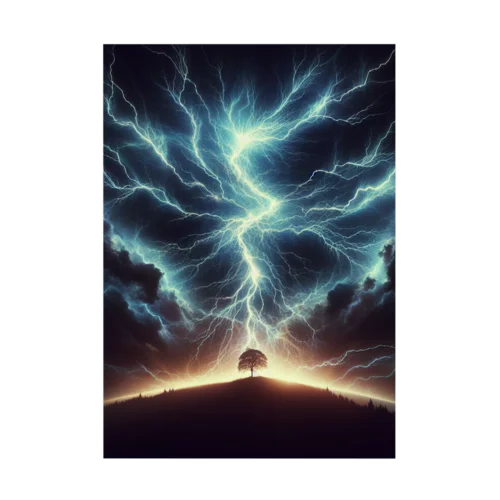暗闇に鮮やかに輝く＂雷＂✨ Stickable Poster
