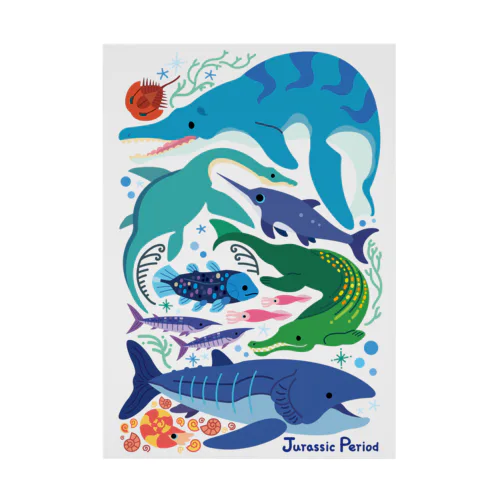 ジュラ紀の海のいきもの Stickable Poster