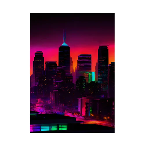 ネオンカラーで輝く都市2 Stickable Poster