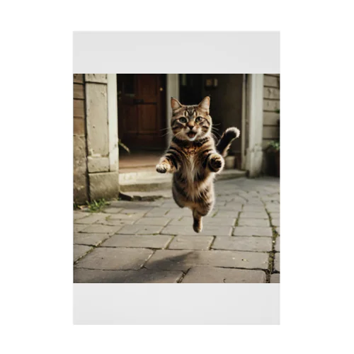 ジャンプする猫さん 吸着ポスター