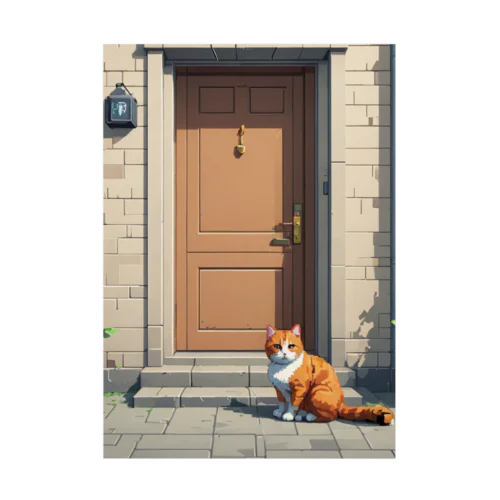 玄関で帰りを待つ猫 吸着ポスター