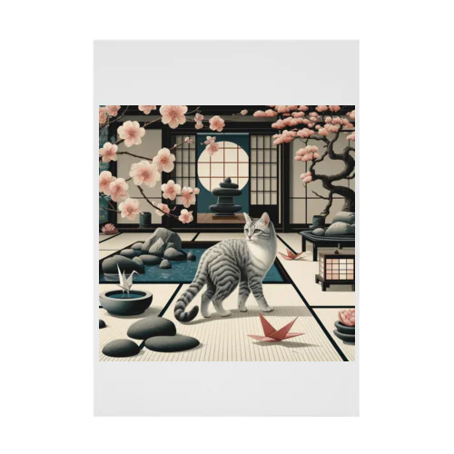 和紋様 x 猫　禅庭園の猫 Stickable Poster