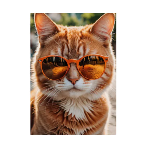 オレンジサングラスをかけた愛らしい猫ちゃん 吸着ポスター