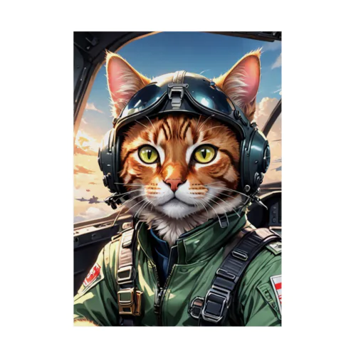 パイロット猫 吸着ポスター