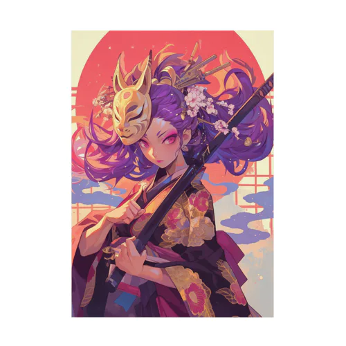 夕焼けに舞う、仮面の戦姫 Marsa 106 Stickable Poster