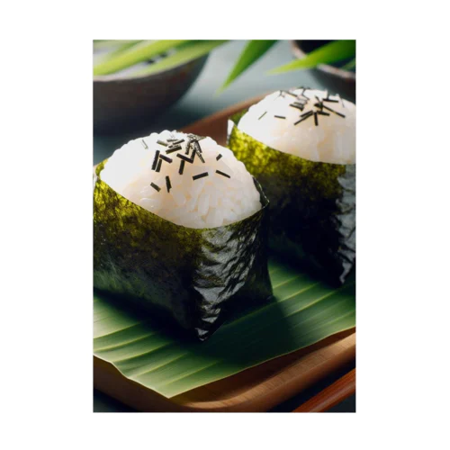 日本の風景:お母さんの味''おにぎり" "おむすび''、Japanese scenery: Mom's taste rice balls "Onigri" "Omusubi" Stickable Poster