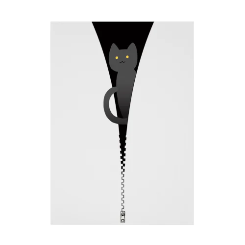 ファスナー猫　黒猫 吸着ポスター