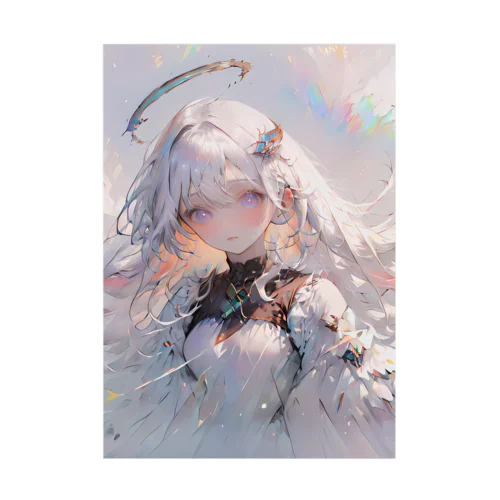 White Melting Angel Stickable Poster