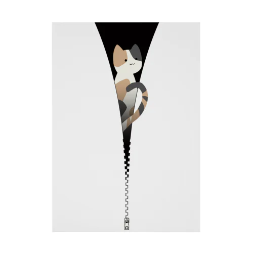 ファスナー猫　三毛猫 Stickable Poster