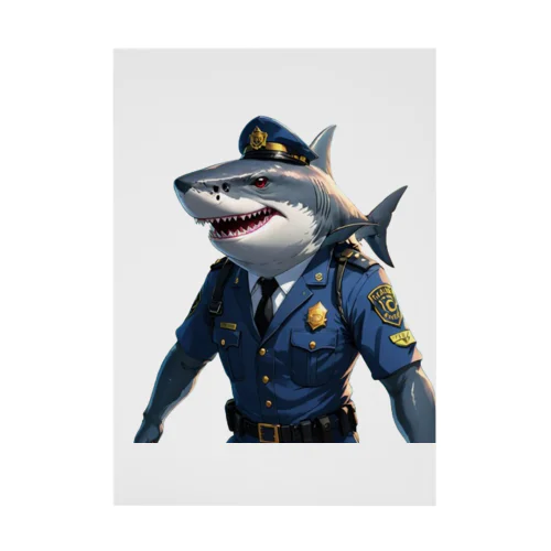 海の守護者：クールな警察鮫 吸着ポスター