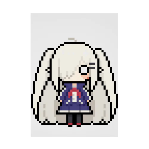 ドット絵の白髪ロング美少女 吸着ポスター