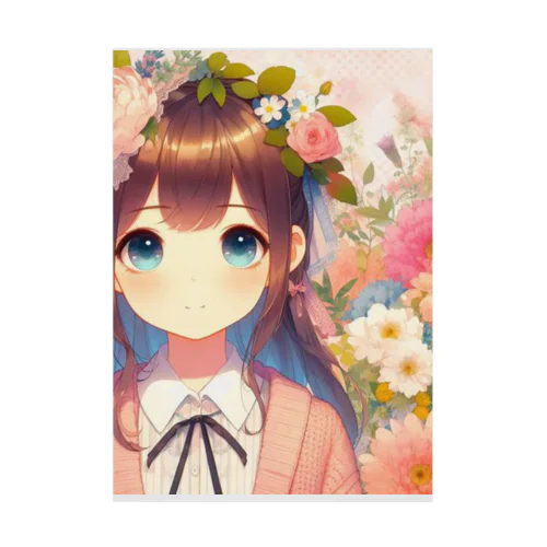 可愛い女の子とお花10 Stickable Poster