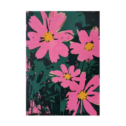 PINK FLOWERS with Dark Background 吸着ポスター