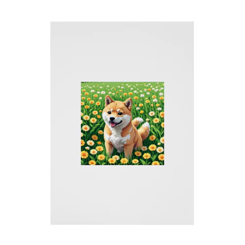 お花畑と柴犬 Stickable Poster