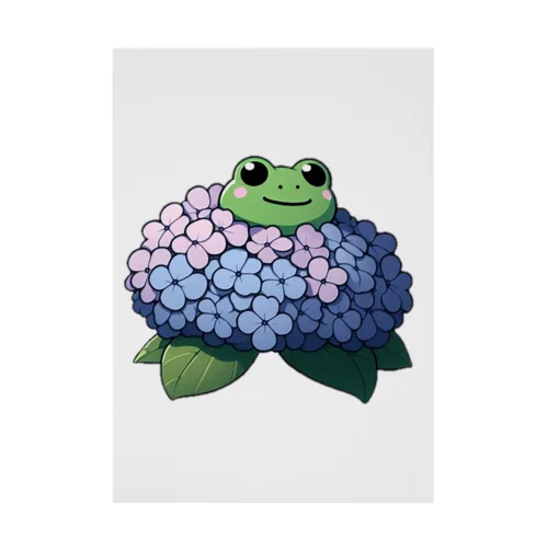 紫陽花の花と可愛いアマガエル🐸 Stickable Poster