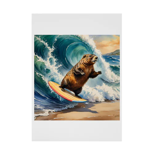 Surfing Woodchuck Stickable Poster