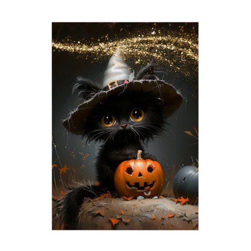 黒猫ちゃんのハロウィン 吸着ポスター