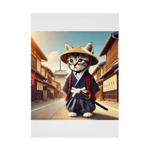 武士Cat Stickable Poster