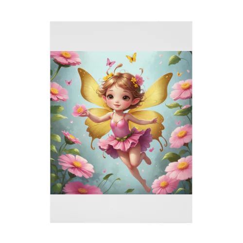 ピンクの花と妖精の物語 Stickable Poster