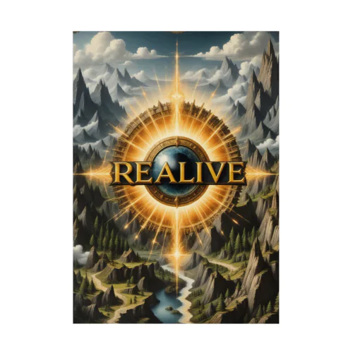 REALIVEロゴ金の光と山々 9-2-250202 Stickable Poster