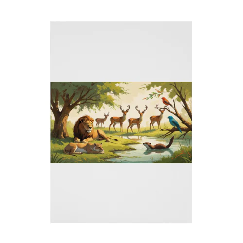 くつろぐどうぶつ達 Stickable Poster