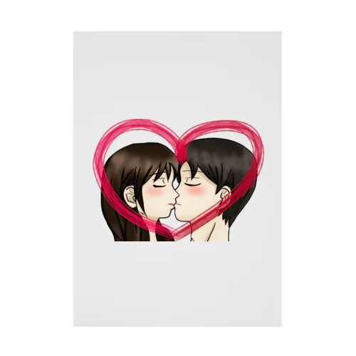 Kiss with heart♥ Stickable Poster