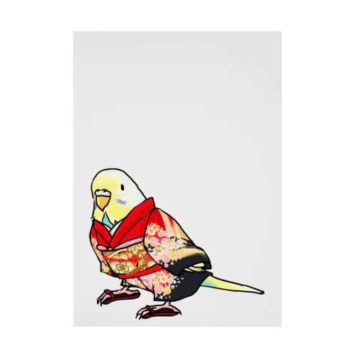 ごきげん着物セキセイインコ【まめるりはことり】 Stickable Poster