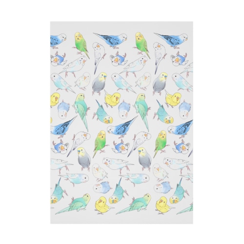 たくさんセキセイインコちゃん【まめるりはことり】 Stickable Poster