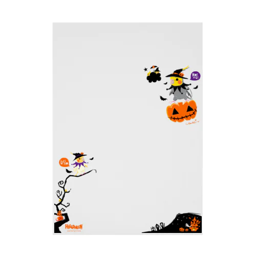 Flying Pumpkin オカメインコのハロウィン 大きめワンポイント系 0461 Stickable Poster