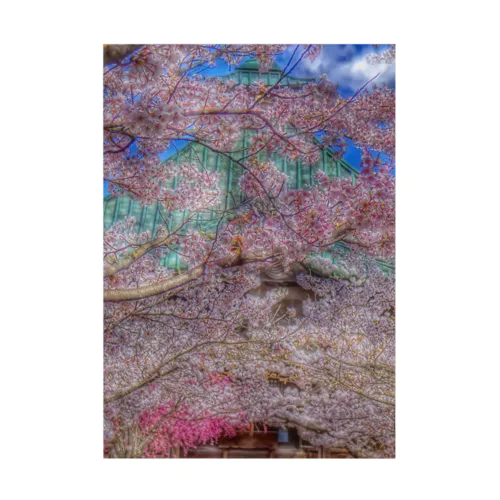 桜の景色　青空の春鐘突き堂 吸着ポスター