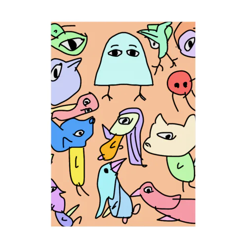 エジプト絵画っぽいキャラクター達 Stickable Poster