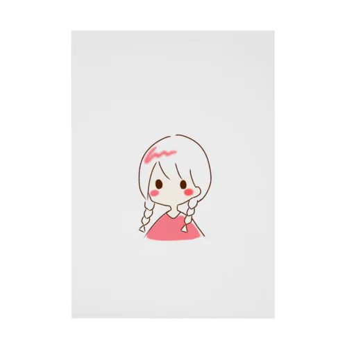 三つ編み女の子(赤色) Stickable Poster