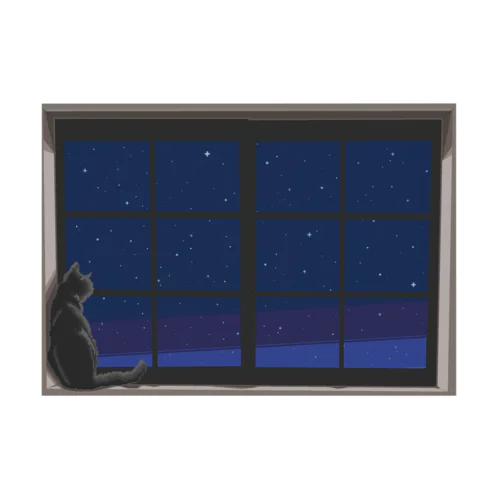 黒猫と夜空 吸着ポスター