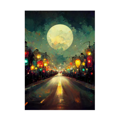 Moon & Lights / 月と街灯 Stickable Poster