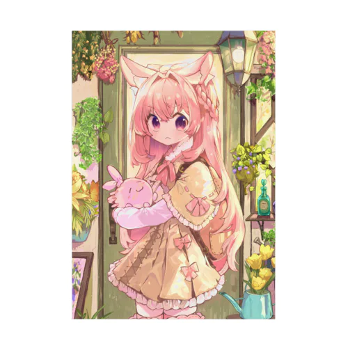 ピンクのうさぎちゃん Stickable Poster