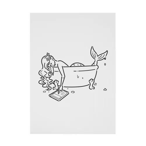 浴室でタブレットを使う人魚【くろ】 Stickable Poster