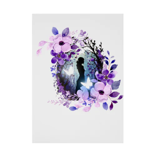 紫の花と影 吸着ポスター