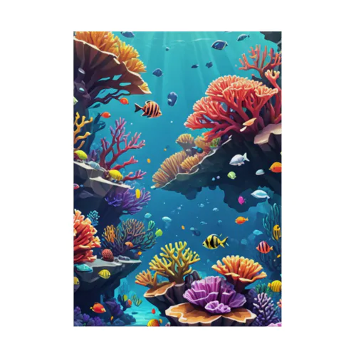ローポリ風サンゴ 吸着ポスター