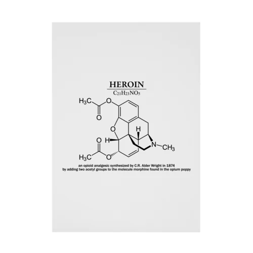 ヘロイン(麻薬の一種、コカイン・モルヒネなど)：化学：化学構造・分子式 吸着ポスター