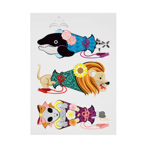 動物メガホン…魚・猫・女子（リメイク） 吸着ポスター