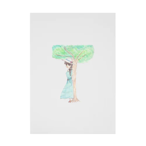 木陰で休む少女 吸着ポスター