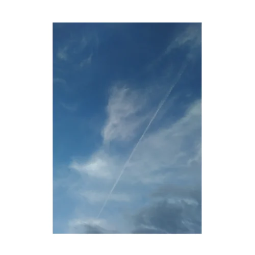 ぼんやり飛行機雲　空 吸着ポスター