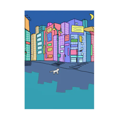 夜とねこ Stickable Poster